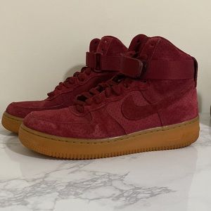 Nike Red Air Force 1’s - “Team Red” High Top Suede - Women’s Size 8